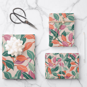 Colourful Tropical Foliage Wrapping Paper Sheet