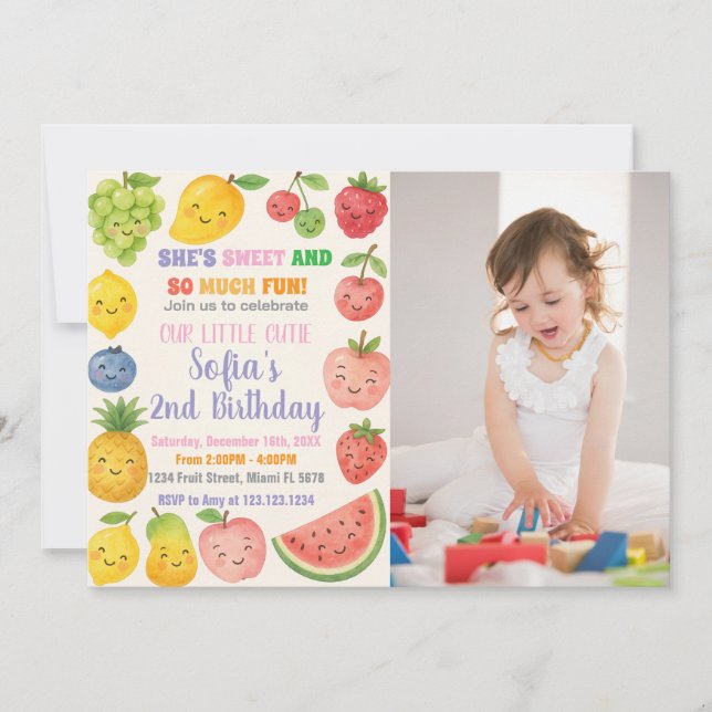 Colourful Tropical Fruit Birthday Invitation (Front)