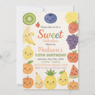 Colourful Tropical Fruit Birthday Invitation