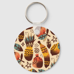 Colourful Tropical Fruit Mix Pattern Key Ring