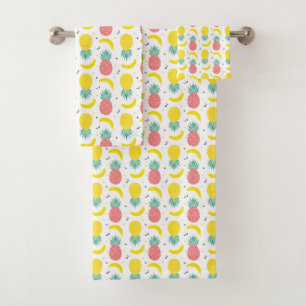 Colourful Tropical Fruit Pattern Bath Towel Set