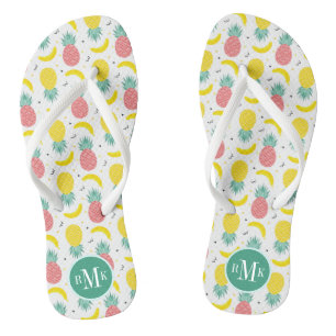 Colourful Tropical Fruit Pattern Flip Flops