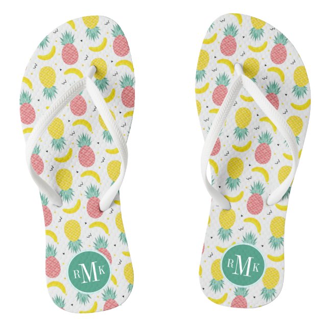 Colourful Tropical Fruit Pattern Flip Flops (Footbed)