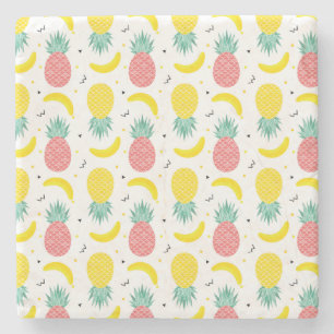 Colourful Tropical Fruit Pattern Stone Coaster