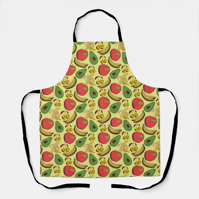 Colourful tropical fruit seamless pattern apron (Front)