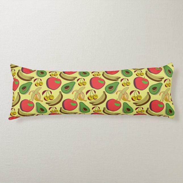 Colourful tropical fruit seamless pattern body cushion (Front)
