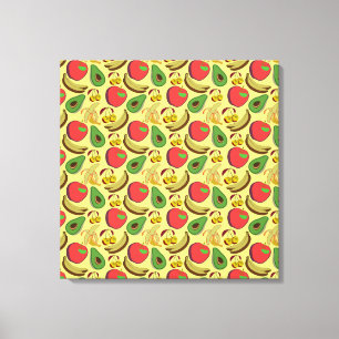 Colourful tropical fruit seamless pattern canvas print