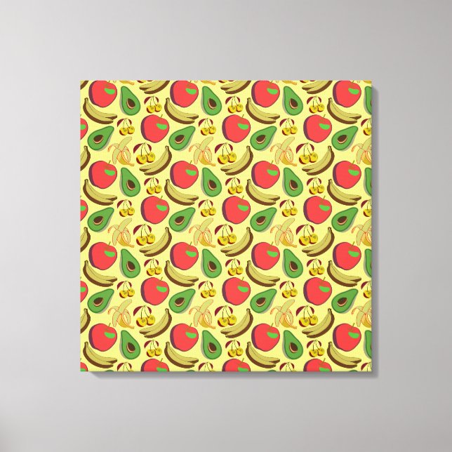 Colourful tropical fruit seamless pattern canvas print (Front)