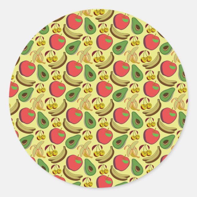 Colourful tropical fruit seamless pattern classic round sticker (Front)