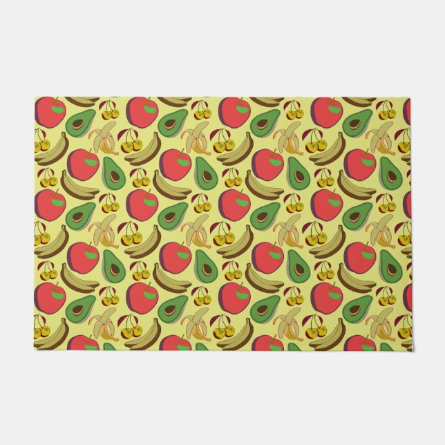 Colourful tropical fruit seamless pattern doormat (Front)