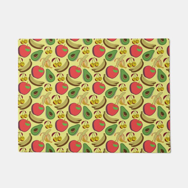 Colourful tropical fruit seamless pattern doormat (Front)