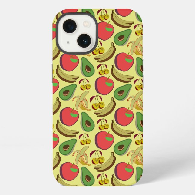 Colourful tropical fruit seamless pattern iPhone case (Back)