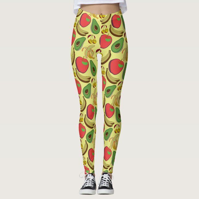 Colourful tropical fruit seamless pattern leggings (Front)