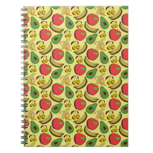 Colourful tropical fruit seamless pattern notebook