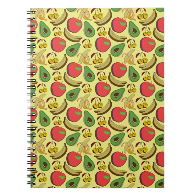 Colourful tropical fruit seamless pattern notebook (Front)
