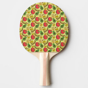 Colourful tropical fruit seamless pattern ping pong paddle