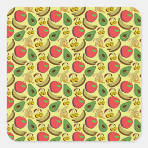 Colourful tropical fruit seamless pattern square sticker