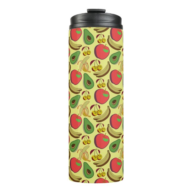Colourful tropical fruit seamless pattern thermal tumbler (Front)