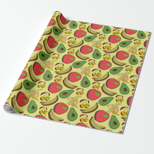 Colourful tropical fruit seamless pattern wrapping paper