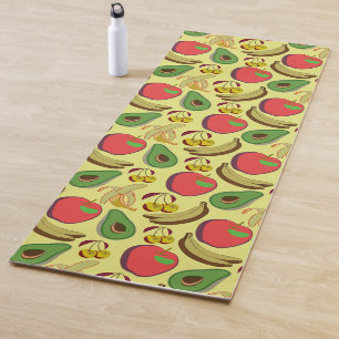 Colourful tropical fruit seamless pattern yoga mat