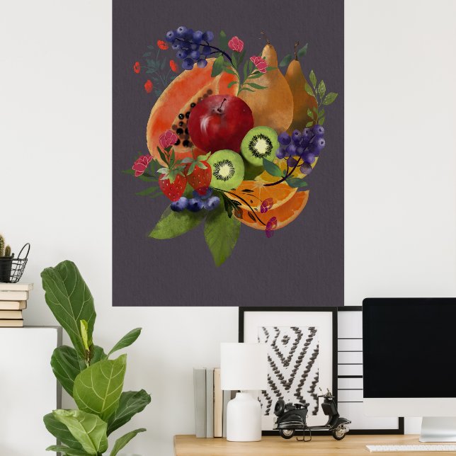 Colourful Tropical fruit - still life - fruit art Poster (Home Office)