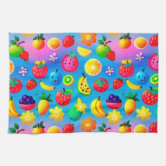 Colourful Tropical Fruits For Summer Home Style Tea Towel (Horizontal)