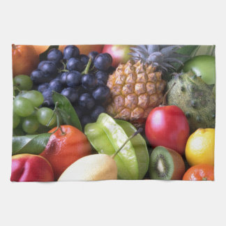 Colourful tropical fruits tea towel
