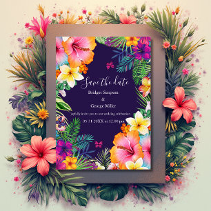 Colourful tropical hawaiian Floral safe the date Invitation