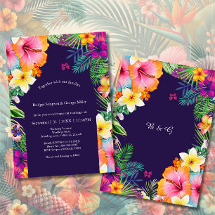 Colourful tropical hawaiian Floral Wedding Invitation