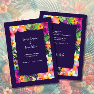 Colourful tropical hawaiian Floral Wedding  Invitation