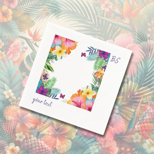 Colourful tropical hawaiian Floral Wedding Napkin