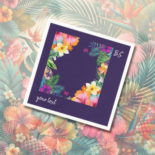 Colourful tropical hawaiian Floral Wedding Napkin