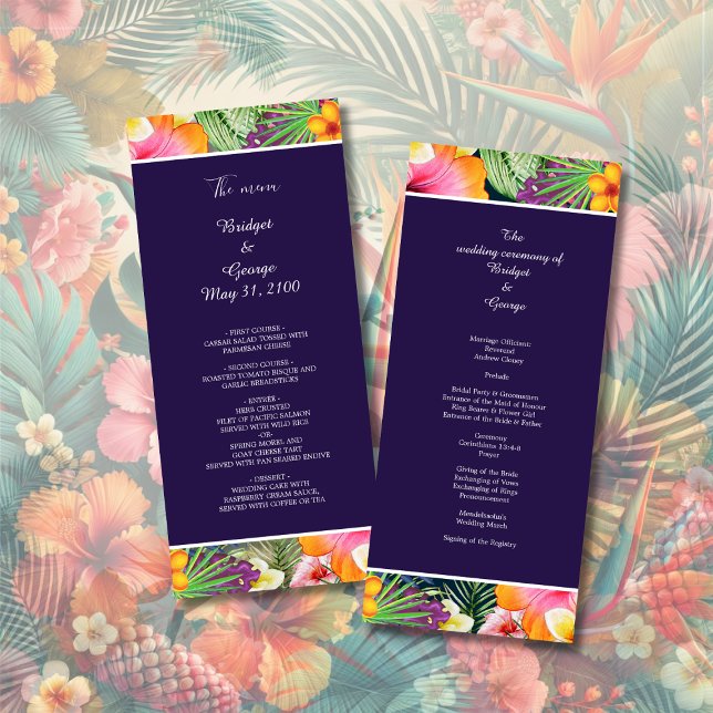 Colourful tropical hawaiian Floral Wedding  Programme (Creator Uploaded)