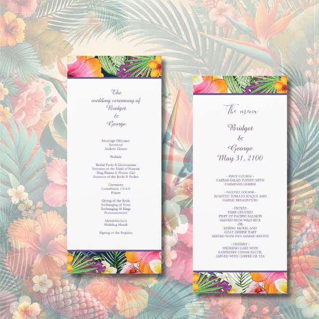 Colourful tropical hawaiian Floral Wedding  Programme (Creator Uploaded)