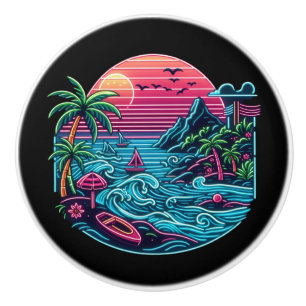 Colourful. Tropical/Hawaiian neon Ceramic Knob