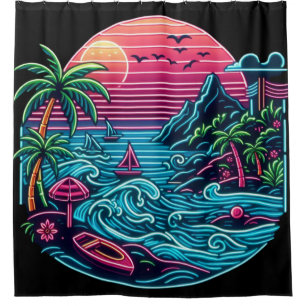 Colourful. Tropical/Hawaiian neon Shower Curtain
