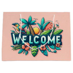 Colourful Tropical/Hawaiian welcome Large Gift Bag