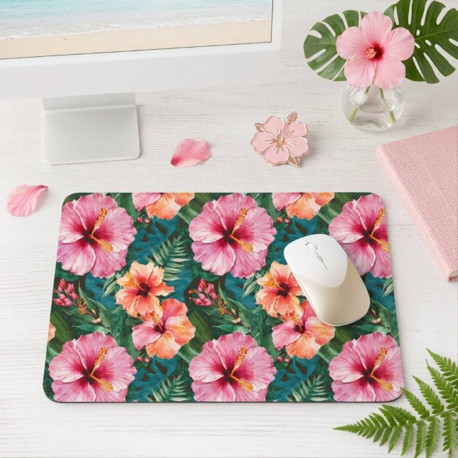 Colourful Tropical Hibiscus Flower Mouse Mat (Creator Uploaded)