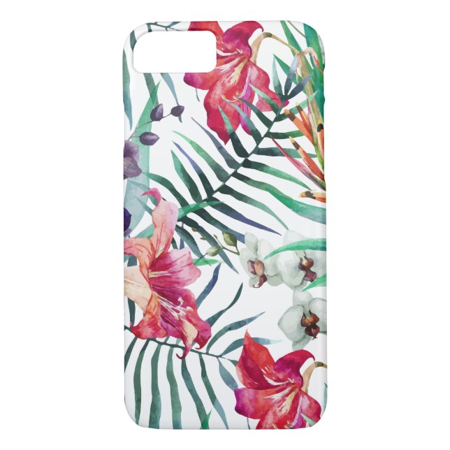 Colourful Tropical Island Floral Pattern Case-Mate iPhone Case (Back)