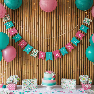 Colourful Tropical Jungle Animals Happy Birthday Bunting