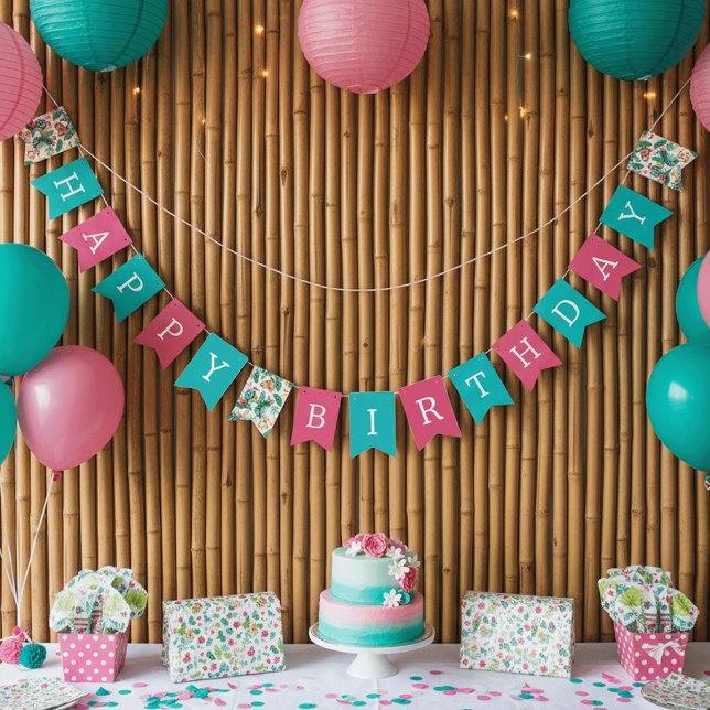 Colourful Tropical Jungle Animals Happy Birthday Bunting (Creator Uploaded)