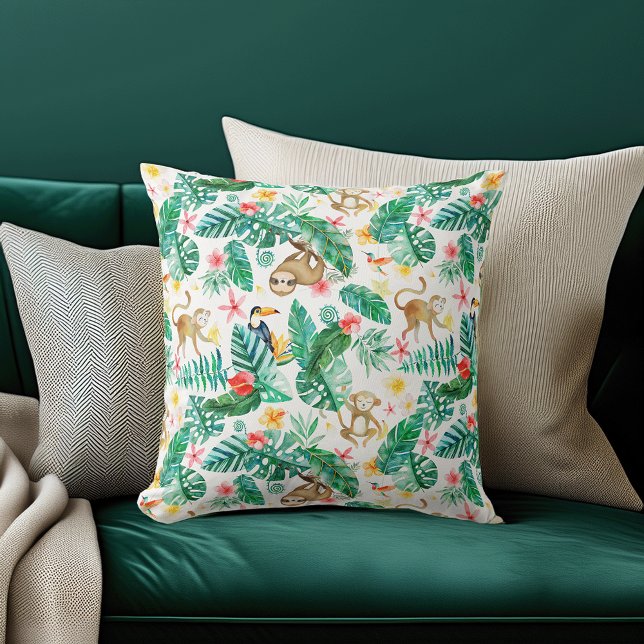 Colourful Tropical Jungle Animals Pattern Cushion (Creator Uploaded)
