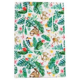 Colourful Tropical Jungle Animals Pattern Medium Gift Bag