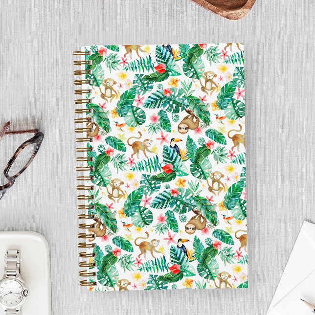 Colourful Tropical Jungle Animals Pattern Notebook (Creator Uploaded)