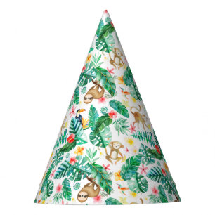 Colourful Tropical Jungle Animals Pattern Party Hat
