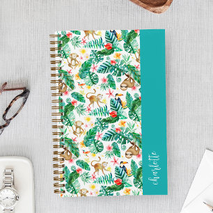 Colourful Tropical Jungle Animals Personalised Notebook
