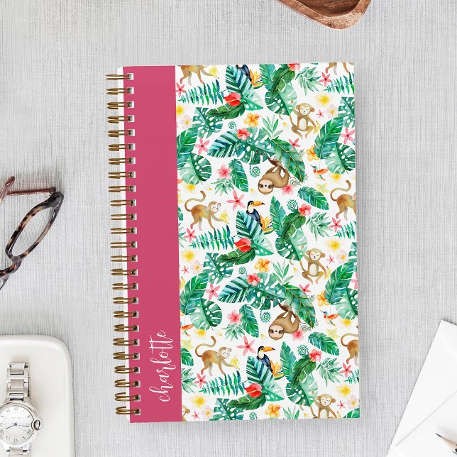 Colourful Tropical Jungle Animals Personalised Notebook (Creator Uploaded)