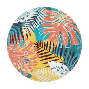 Colourful tropical jungle leaves pattern. cutting board