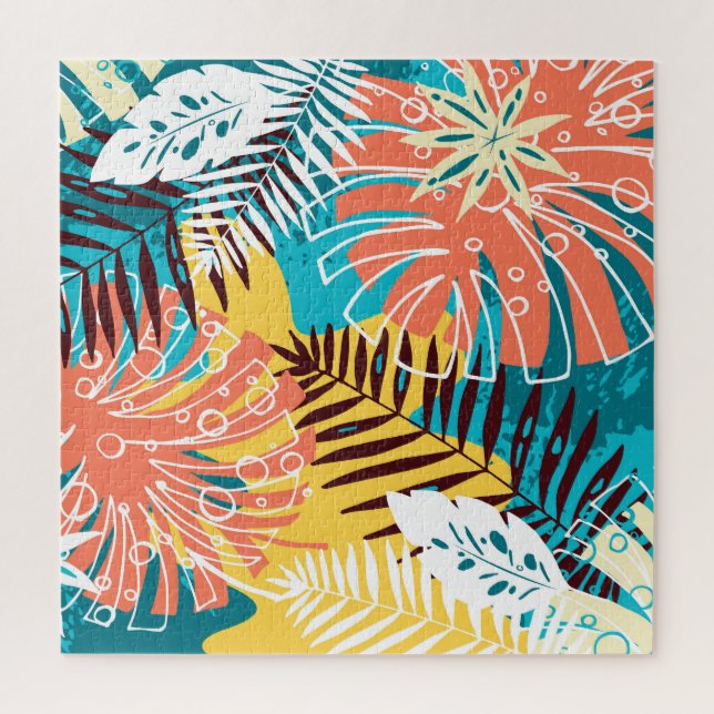Colourful tropical jungle leaves pattern. jigsaw puzzle (Vertical)