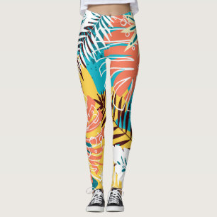 Colourful tropical jungle leaves pattern. leggings